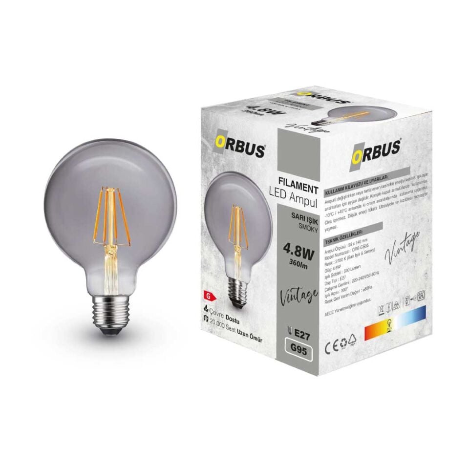 ORBUS Globe GS95 4.8W SMOKY Ampul 360lm Sari Işik