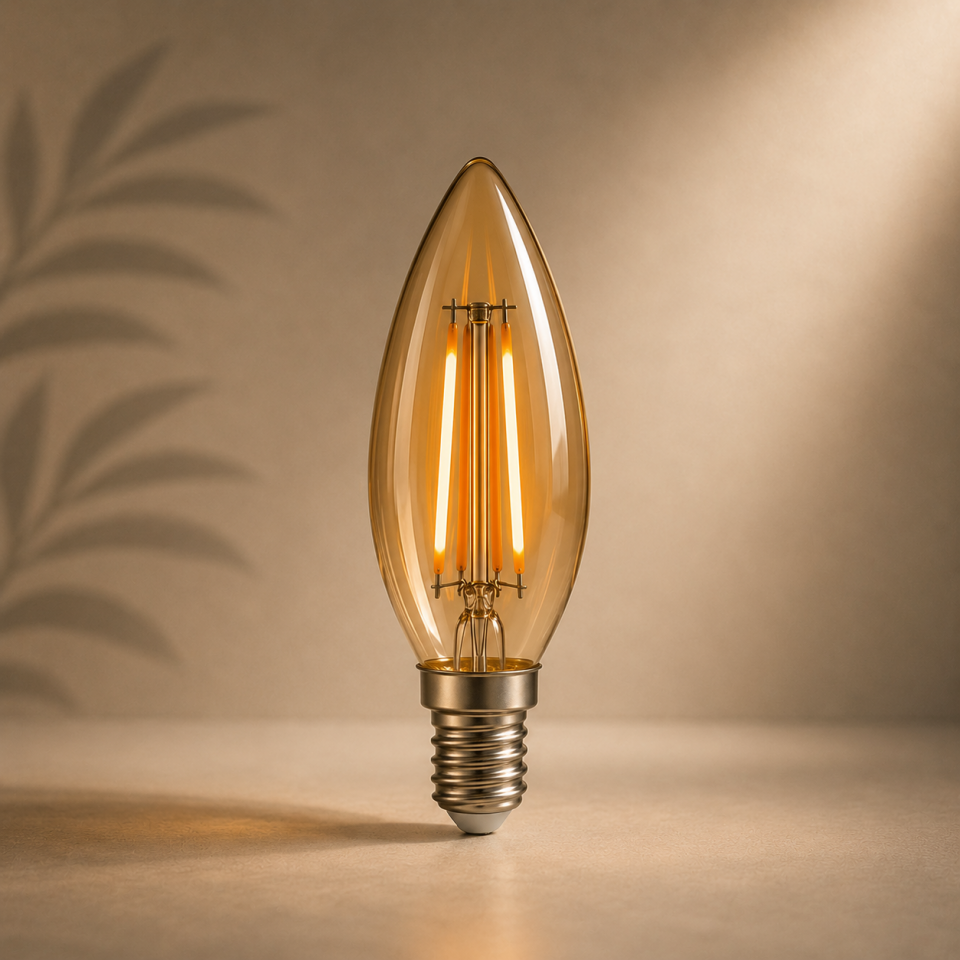 ORBUS BA3 4W E14 Amber Cam Filament LED Ampul 2200K Sarı Işık 360 lm