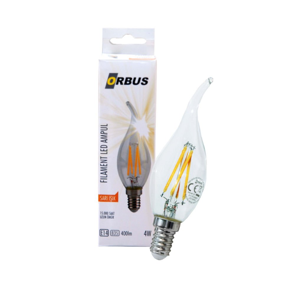 Orbus Rustik Kıvrık TC3 4W E14 LED Filament Ampul | 2700K Sıcak Işık
