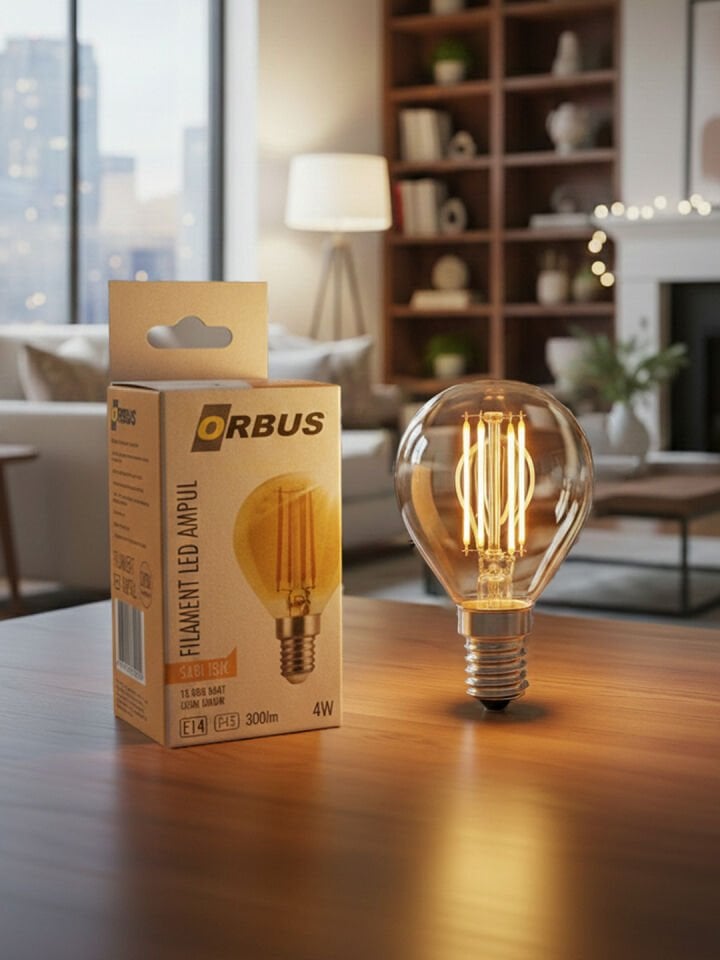 Orbus PA45 4W E14 Amber LED Filament Ampul | 2700K Sıcak Işık 300 lm