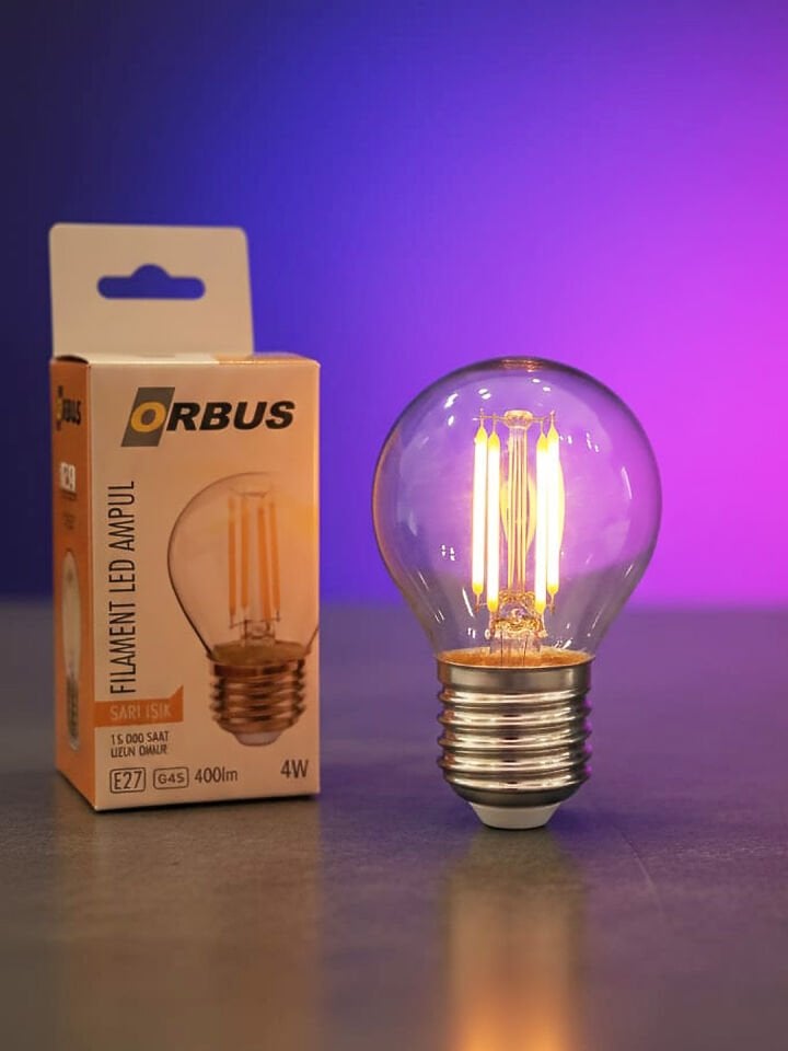 Orbus GC45 4W LED Filament Ampul E27 2700K Sarı Işık 400 Lümen Clear