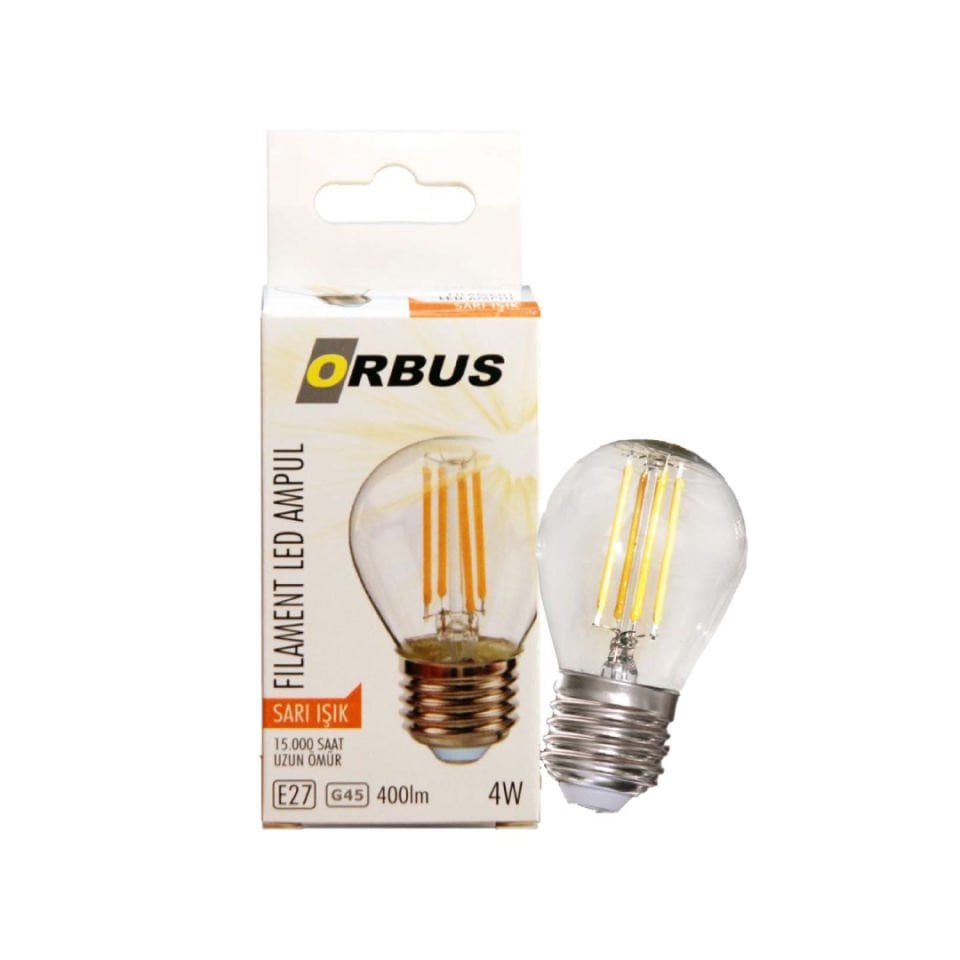 Orbus GC45 4W LED Filament Ampul E27 2700K Sarı Işık 400 Lümen Clear