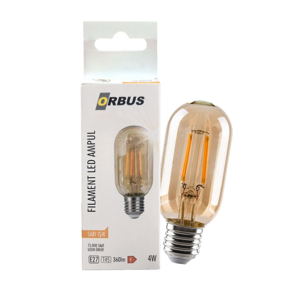 Orbus TA45 4W LED Filament Ampul E27 2200K Amber Işık 360 Lümen