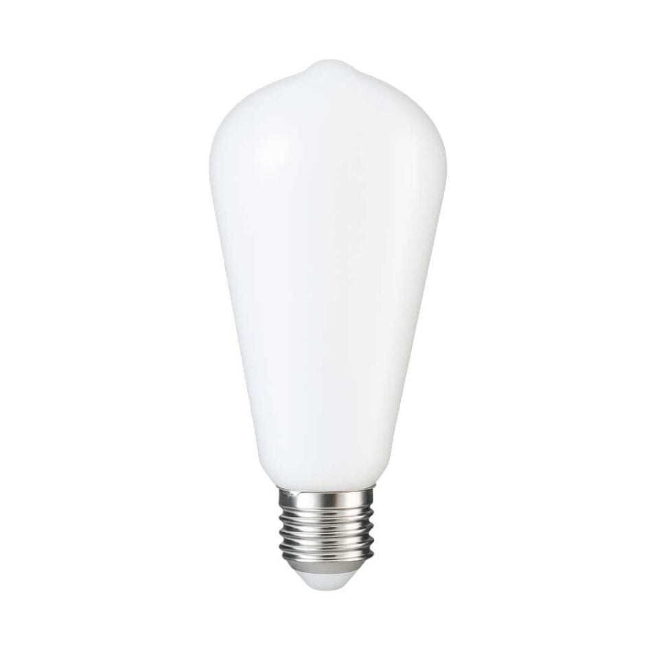 Orbus Milky ST6W LED Filament Ampul – Beyaz Cam, Sarı Işık, 6W 540 Lümen E27 Duy