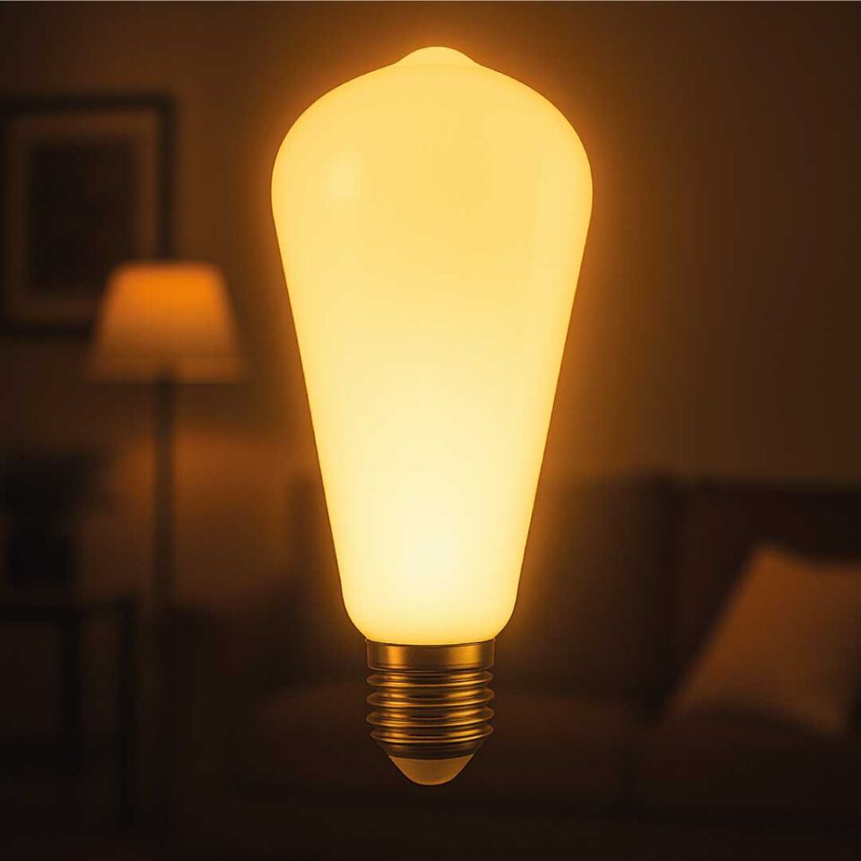 Orbus Milky ST6W LED Filament Ampul – Beyaz Cam, Sarı Işık, 6W 540 Lümen E27 Duy