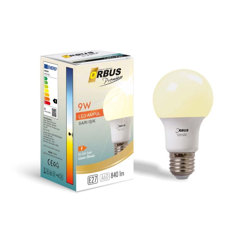 Orbus LED Ampul 9WS SARI IŞIK E27 840Lm