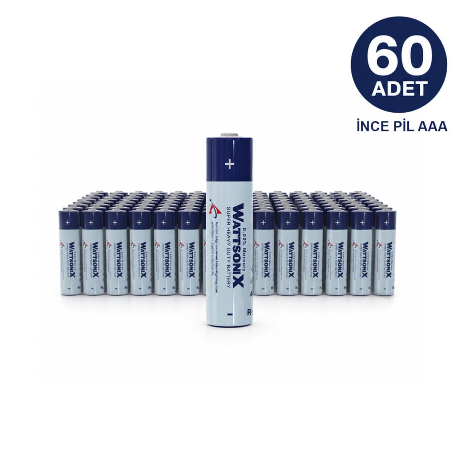 WATTSONIX  60'LI ÇİNKO KARBON İNCE PİL