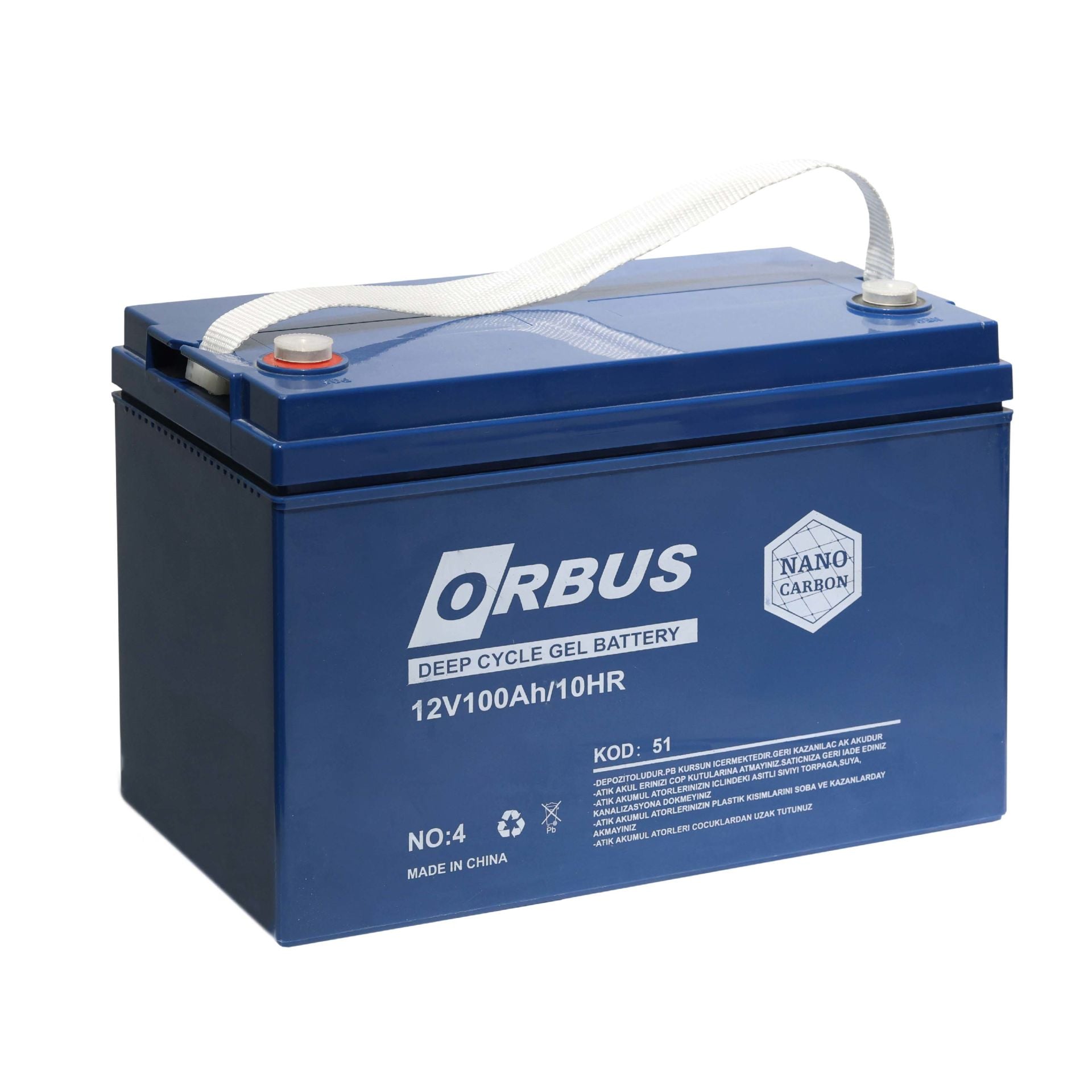 ORBUS 12V 100Ah Derin Deşarjlı Jel Akü – Solar, Karavan & Marin Uyumlu