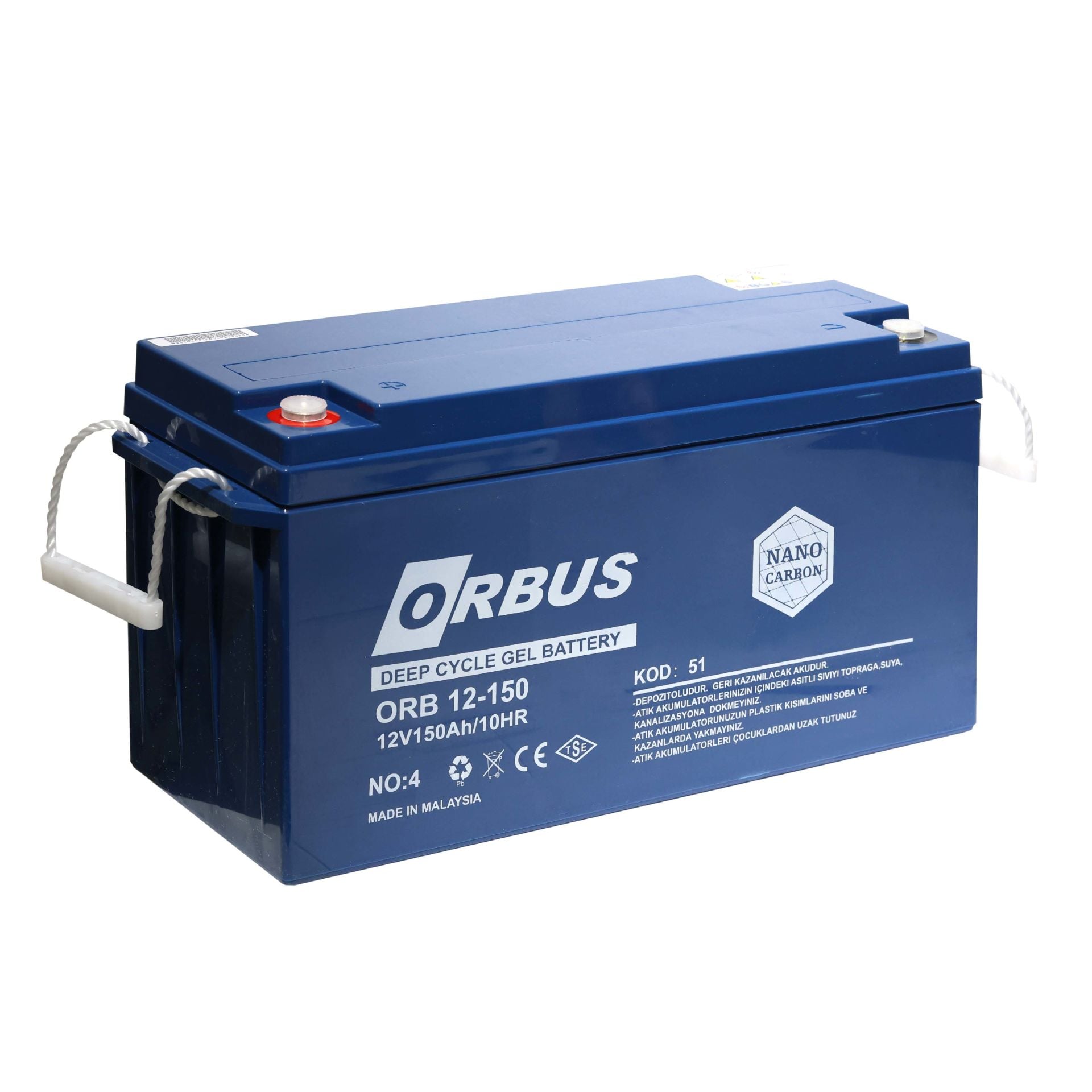ORBUS 12V 150Ah Derin Deşarjlı Jel Akü – Solar Sistem, Karavan & Marin Uyumlu