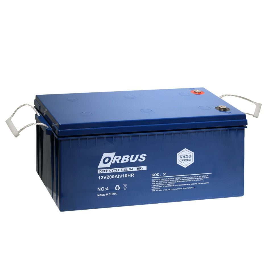 ORBUS 12V 200Ah Derin Deşarjlı Jel Akü – Solar, Karavan & Marin Uyumlu