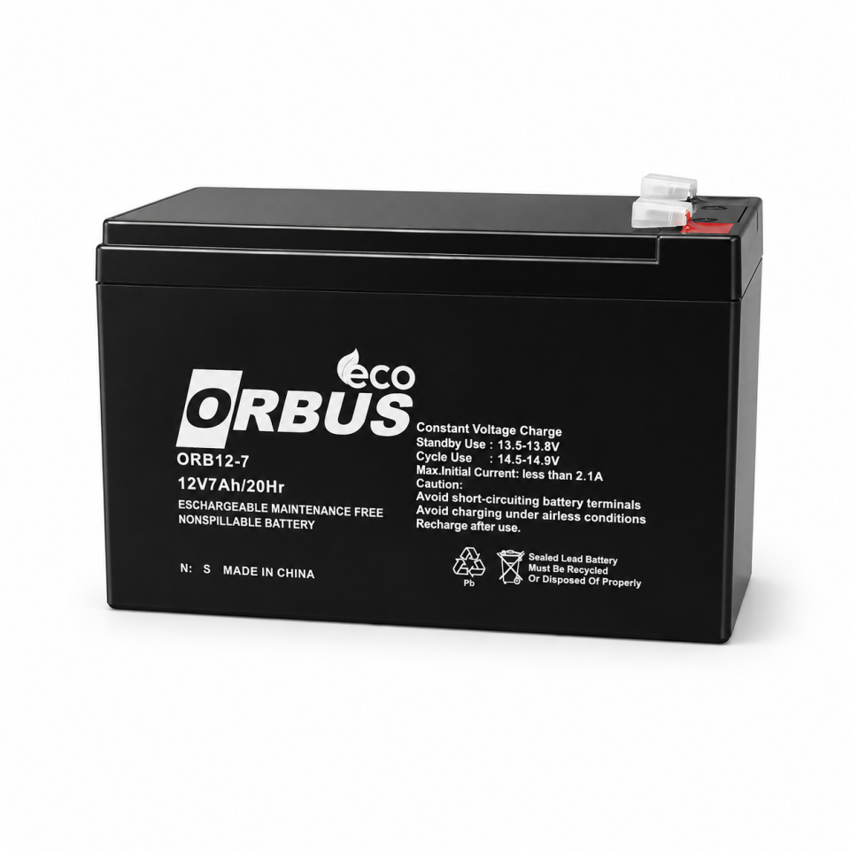 ORBUS ECO 12V 7Ah Kuru Akü – Bakımsız, Sızdırmaz Akü