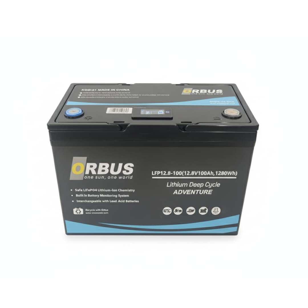 ORBUS 12.8 Volt 100 Amper LiFePO4 Lityum Akü | Solar Sistem, Karavan & Marin Uyumlu