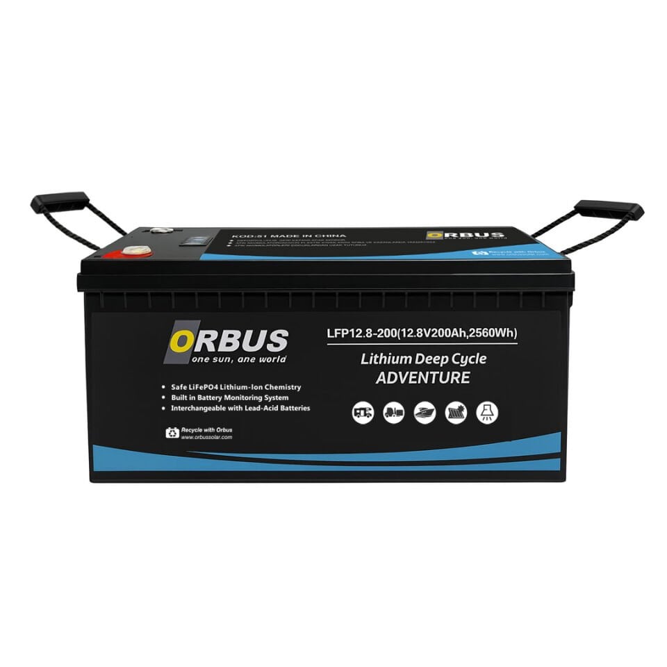 ORBUS 12.8 Volt 200 Amper LiFePO4 Lityum Akü | Solar Sistem, Karavan & Marin Uyumlu
