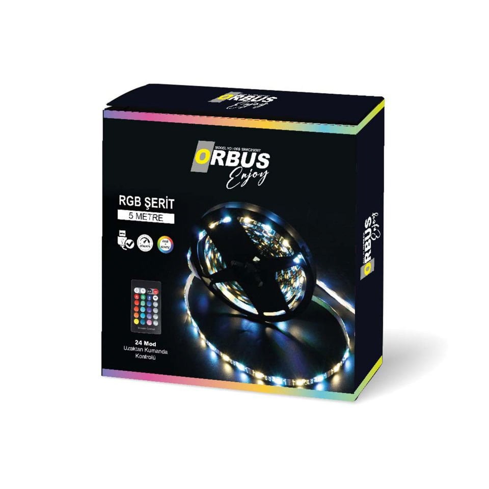 ORBUS RGB + Beyaz Şerit LED 5 Metre – Kumandalı ve Dimmerli