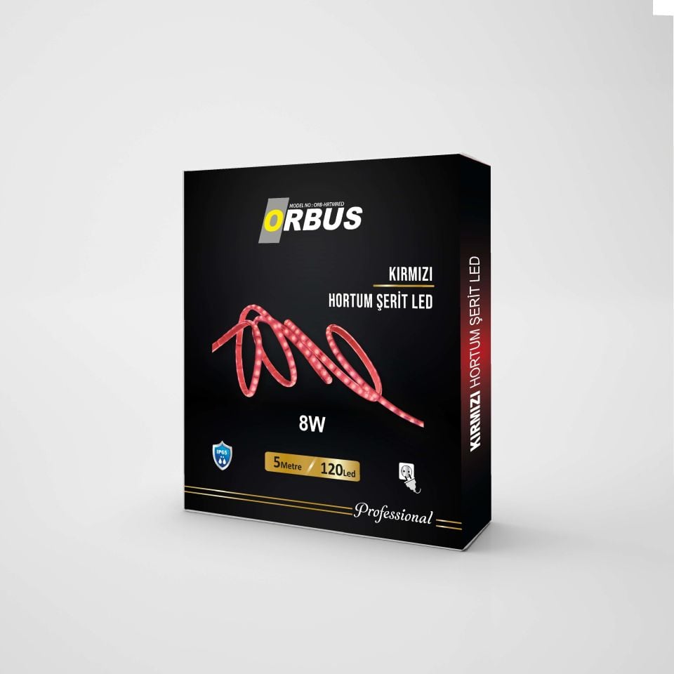 Orbus Kırmızı Hortum Şerit LED 8W 800 Lümen - 5 Metre