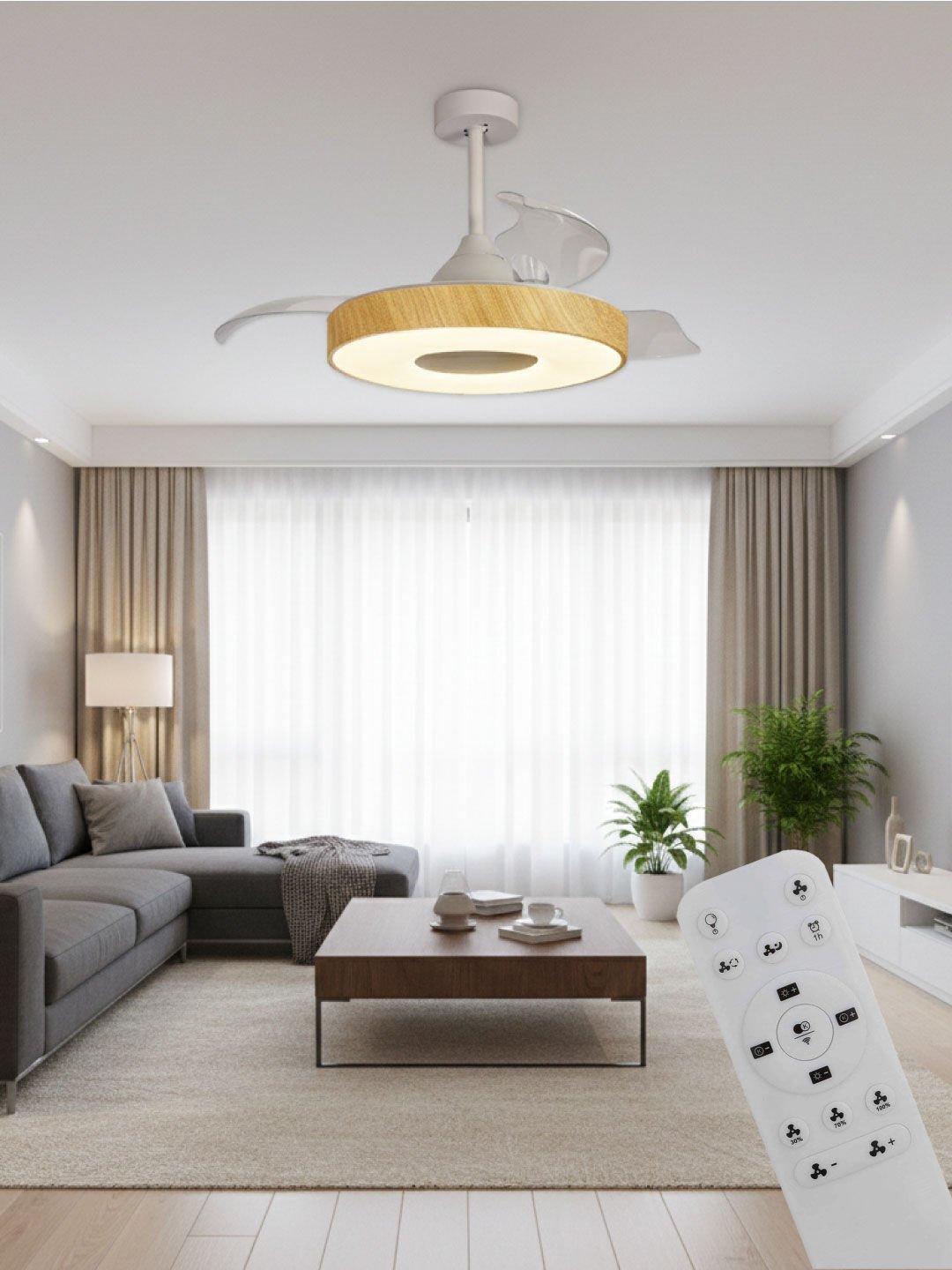 Uzaktan Kumandalı Tavan Vantilatörü 3000K - 6500K Işık ve Ayarlanabilir Fan Seviyeli VL5