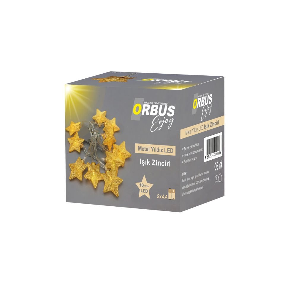 ORBUS METAL YILDIZ LED ŞERİT IŞIK ZİNCİRİ 1.55 METRE