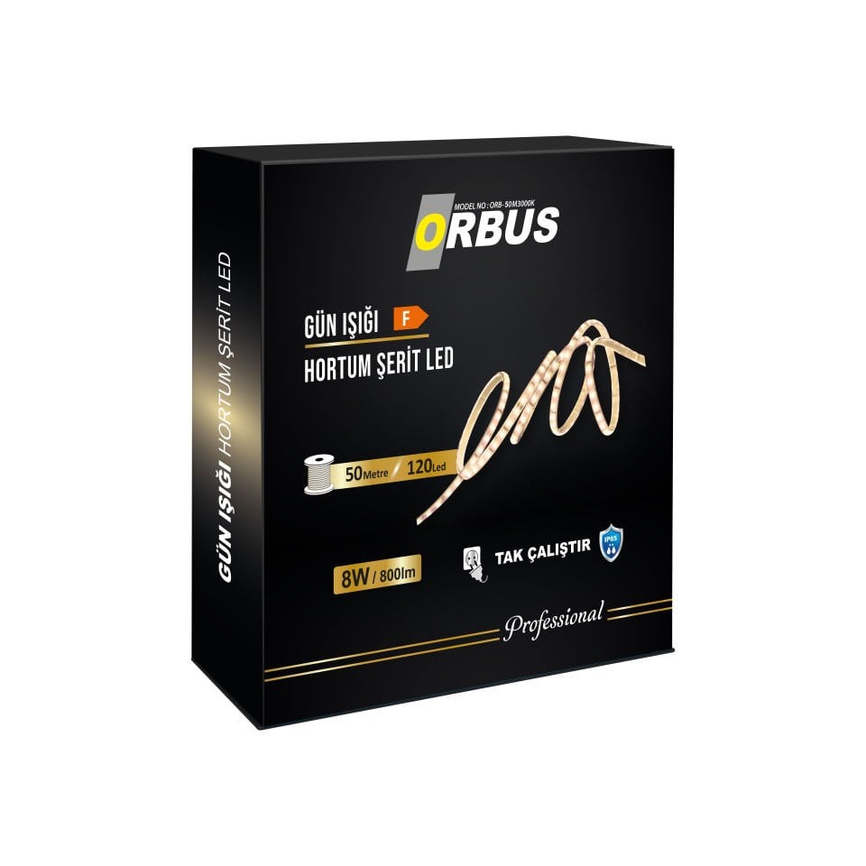 50 Metre Gün Işığı Hortum Şerit Led 8w 800 Lümen 220 Volt Fiş - 3000K