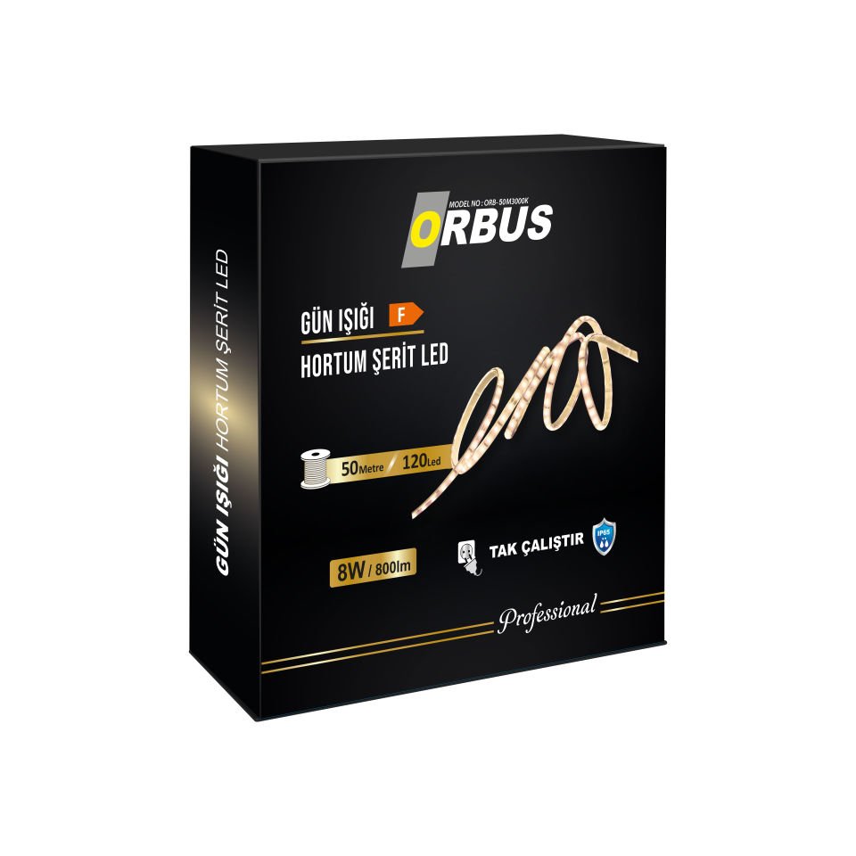 50 Metre Gün Işığı Hortum Şerit Led 8w 800 Lümen 220 Volt Fiş - 3000K