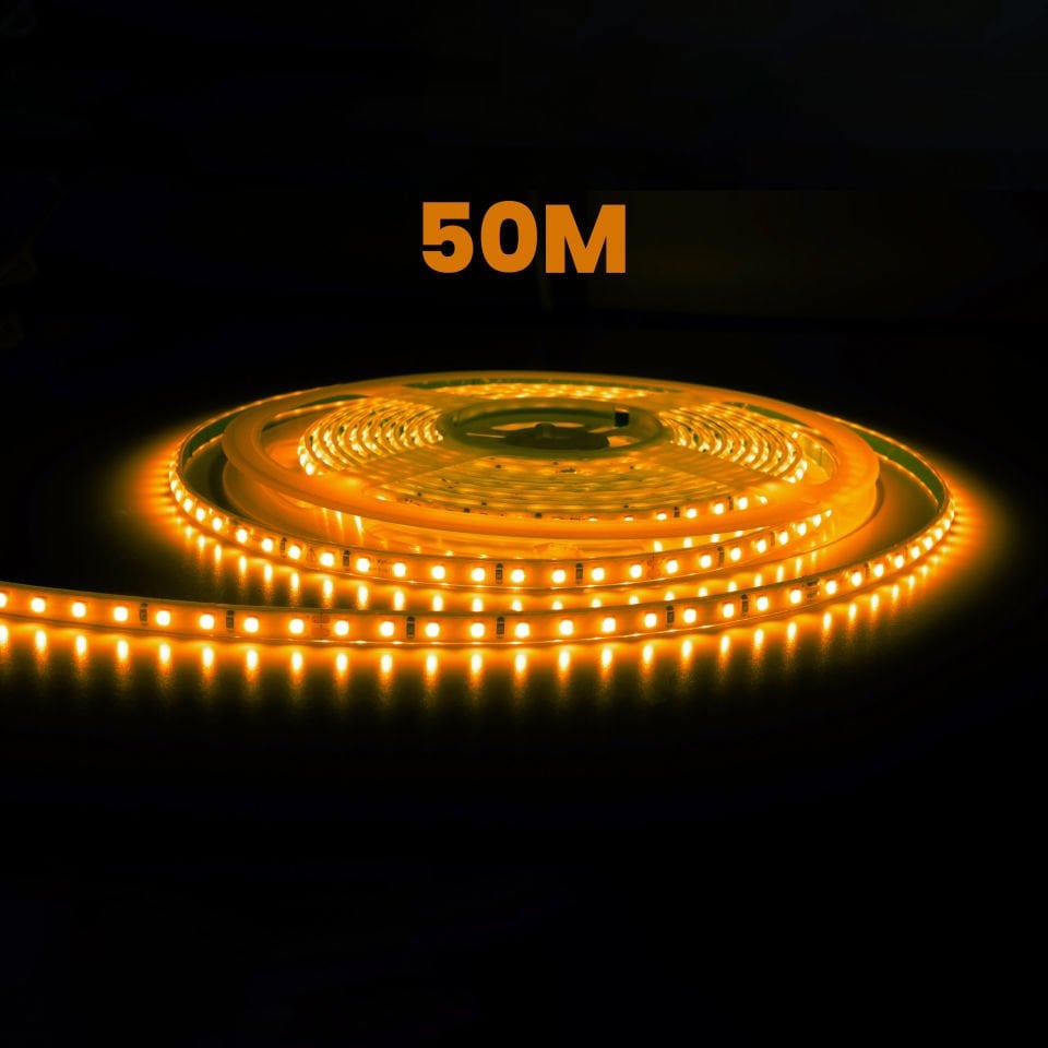 50 Metre Amber Hortum Şerit Led 8w 220 Volt Fiş