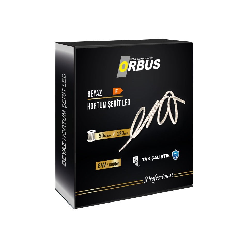 50 Metre Beyaz Hortum Şerit Led 8w 800 Lümen 220 Volt Fiş
