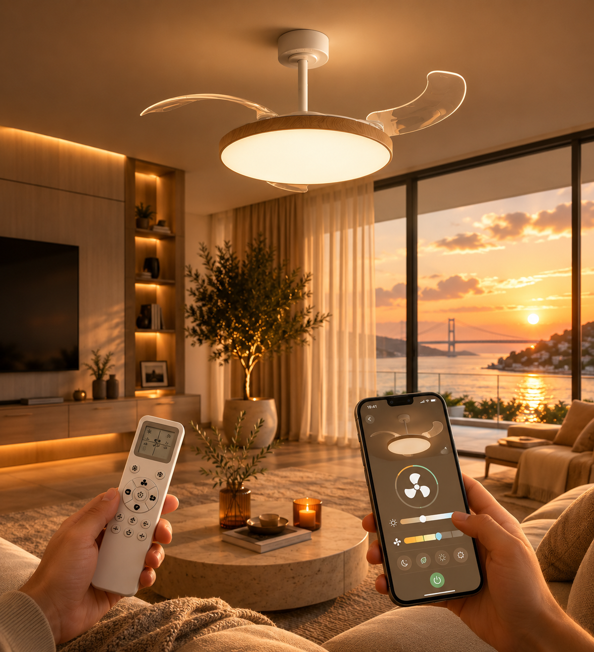 ORBUS VL10 Akıllı Ledli Tavan Vantilatörü - Açılır Kapanır Kanat, Uzaktan Kumanda ve APP Desteği