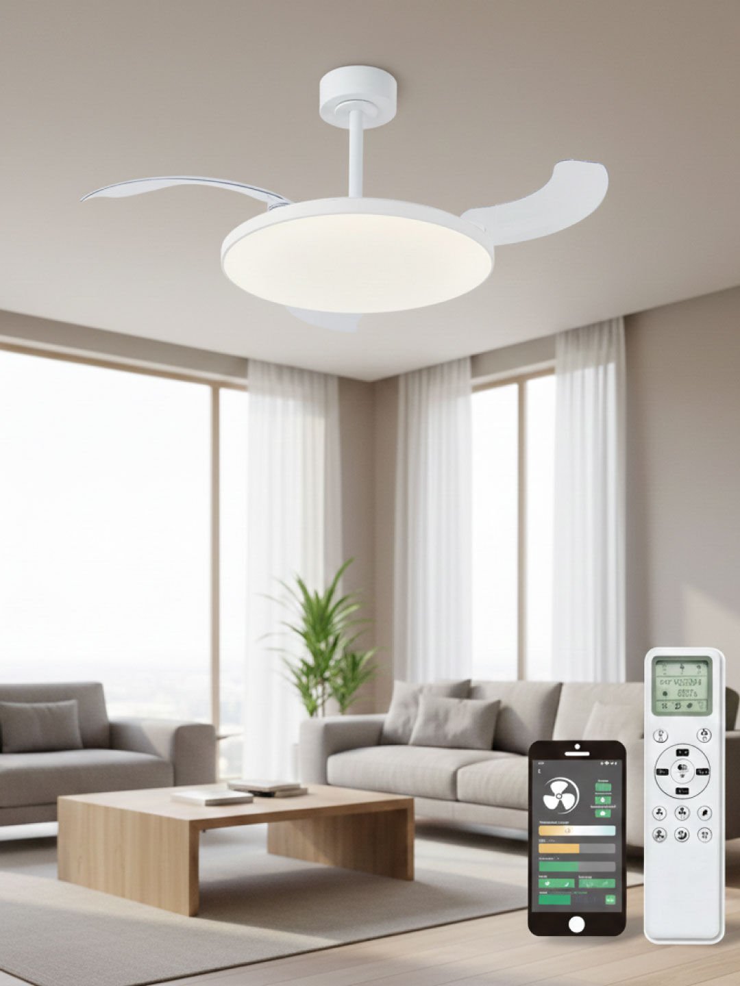 ORBUS VL10B Akıllı Ledli Tavan Vantilatörü - Açılır Kapanır Kanat, Uzaktan Kumanda ve APP Desteği