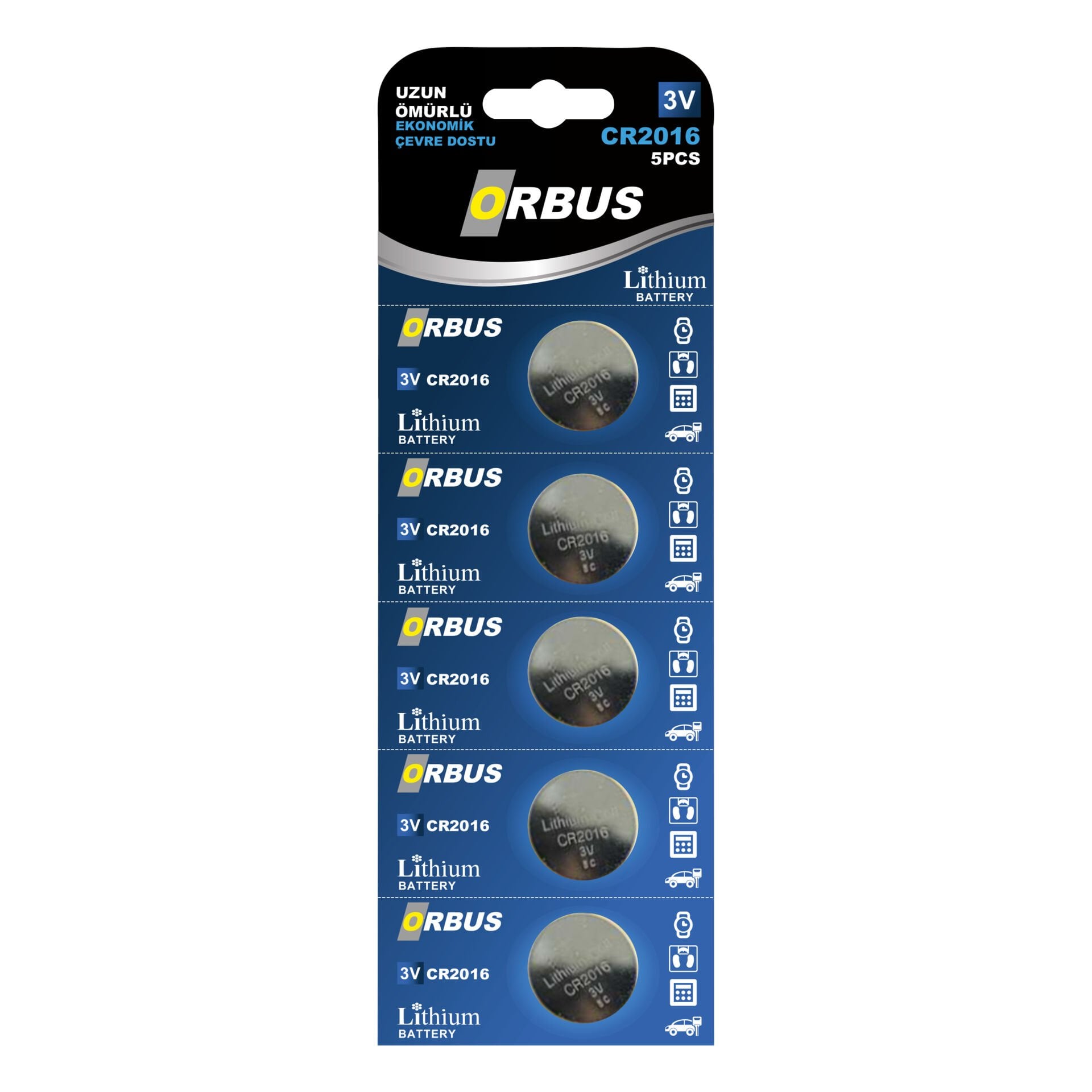 ORBUS CR2016 Lityum Pil – 3V Düğme Pil | Uzun Ömürlü ve Ekonomik Enerji