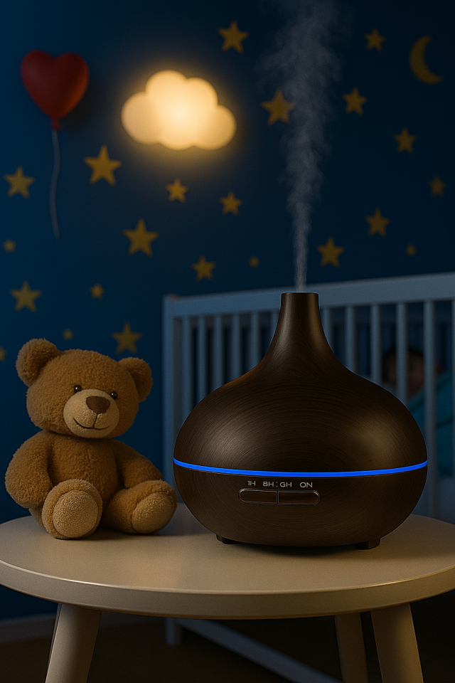 Kumandalı Ahşap Desenli Aromaterapi Hava Nemlendirici | 7 Renk LED Işıklı | Zamanlayıcılı Buhar Difüzörü