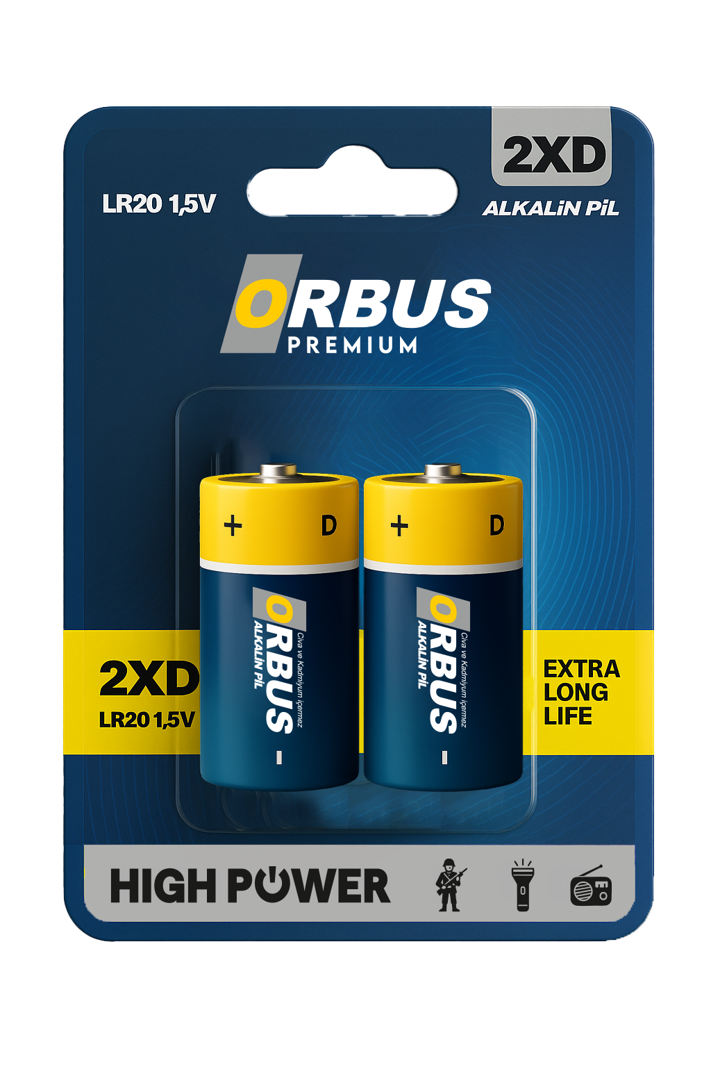 Orbus D Boy (Büyük Boy) LR20 Alkalin Pil – 1.5V