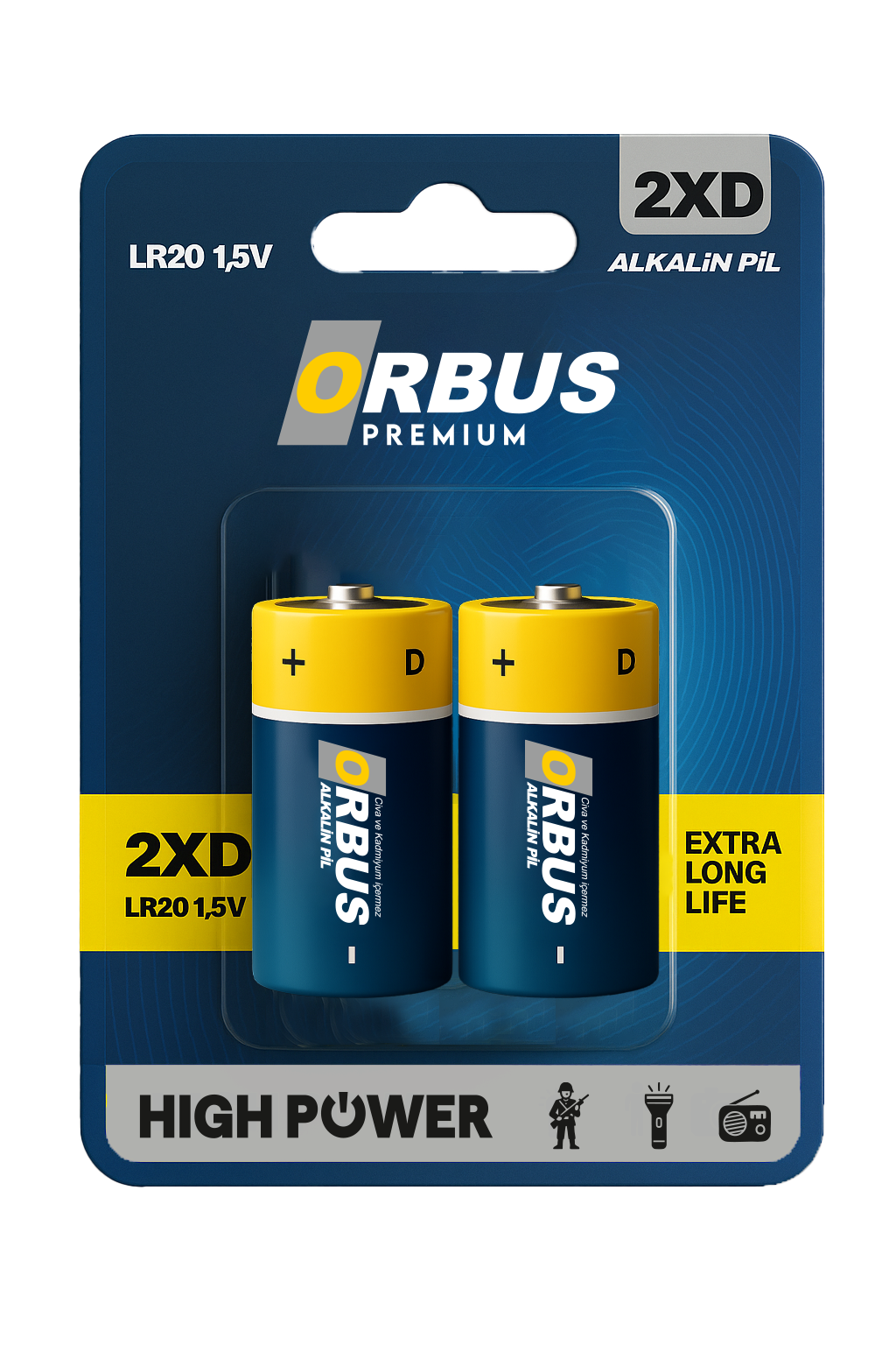 Orbus D Boy (Büyük Boy) LR20 Alkalin Pil – 1.5V