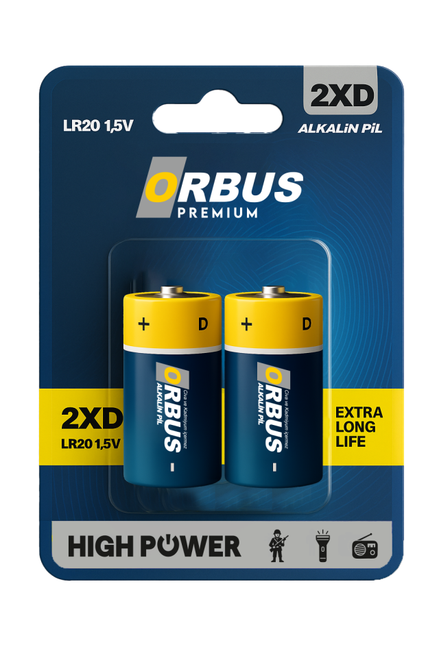 Orbus D Boy (Büyük Boy) LR20 Alkalin Pil – 1.5V