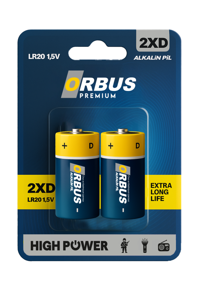 Orbus D Boy (Büyük Boy) LR20 Alkalin Pil – 1.5V