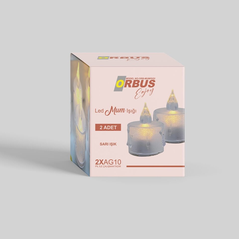 ORBUS LED Mum Işığı – 2’li Paket | 5cm x 3.6cm | Warm White | 2x LR1130 Pilli Dekoratif Mum
