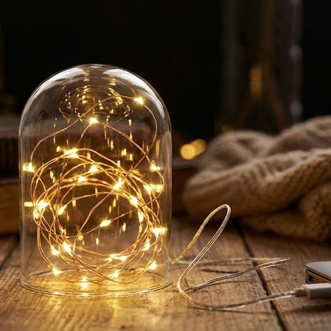 ORBUS Bakır Tel LED Işık Zinciri – 2.5 Metre USB Çalışma, Sıcak Sarı Işık