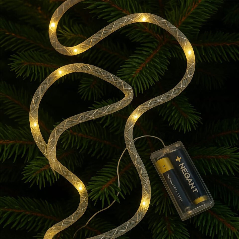 ORBUS Parıltılı Şerit LED Işık Zinciri 2 Metre – Sarı Işık, Pil ile Çalışan Dekoratif Aydınlatma