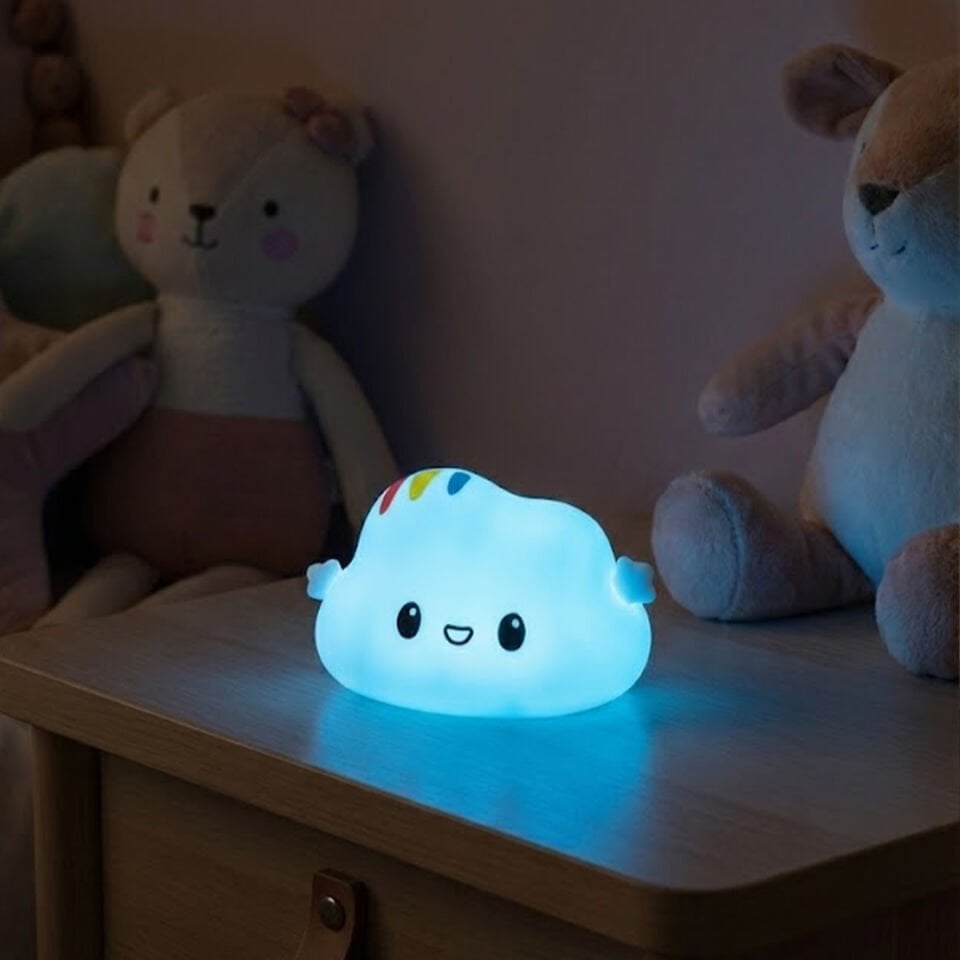 Orbus Silikon Bulut Gece Lambası – Dokunmatik, 7 Renk Değiştirilebilir, Yumuşak Silikon, AAA Pilli