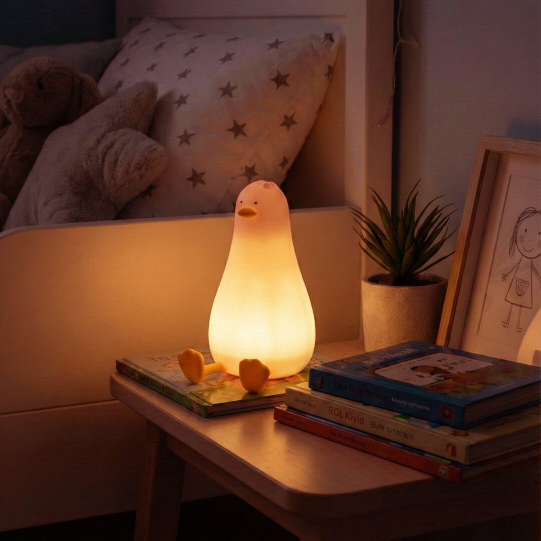 Orbus Silikon Ördek Gece Lambası – Dokunmatik, 7 Renk Değiştirilebilir, Yumuşak Silikon, AAA Pilli