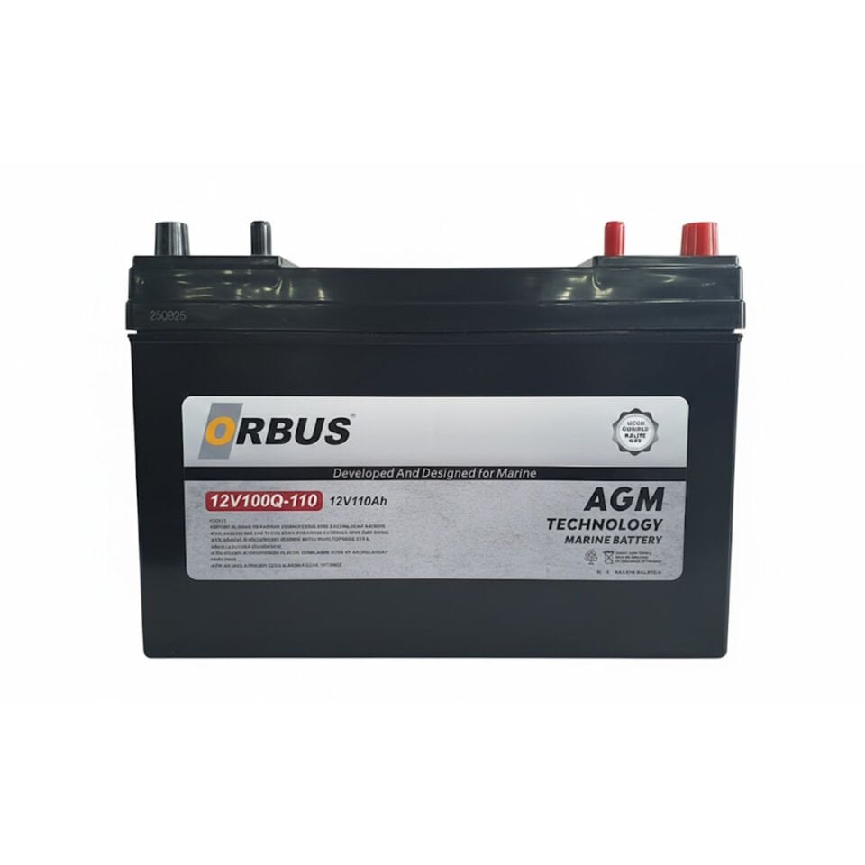 Orbus 12V 110Ah Marin Aküsü – AGM Teknoloji, Derin Döngü Marine Akü