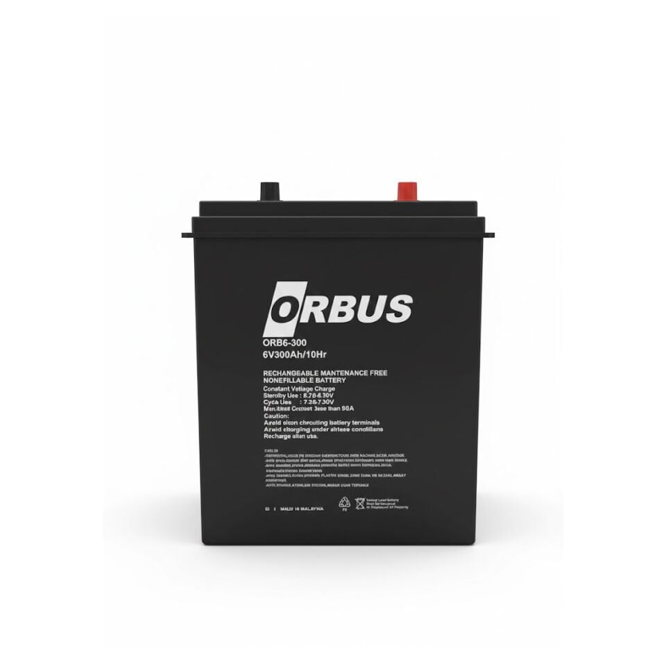 Orbus 6V 300Ah Golf Araç Aküsü – Deep Cycle, Marin & Golf Uyumlu Güçlü Jel Akü