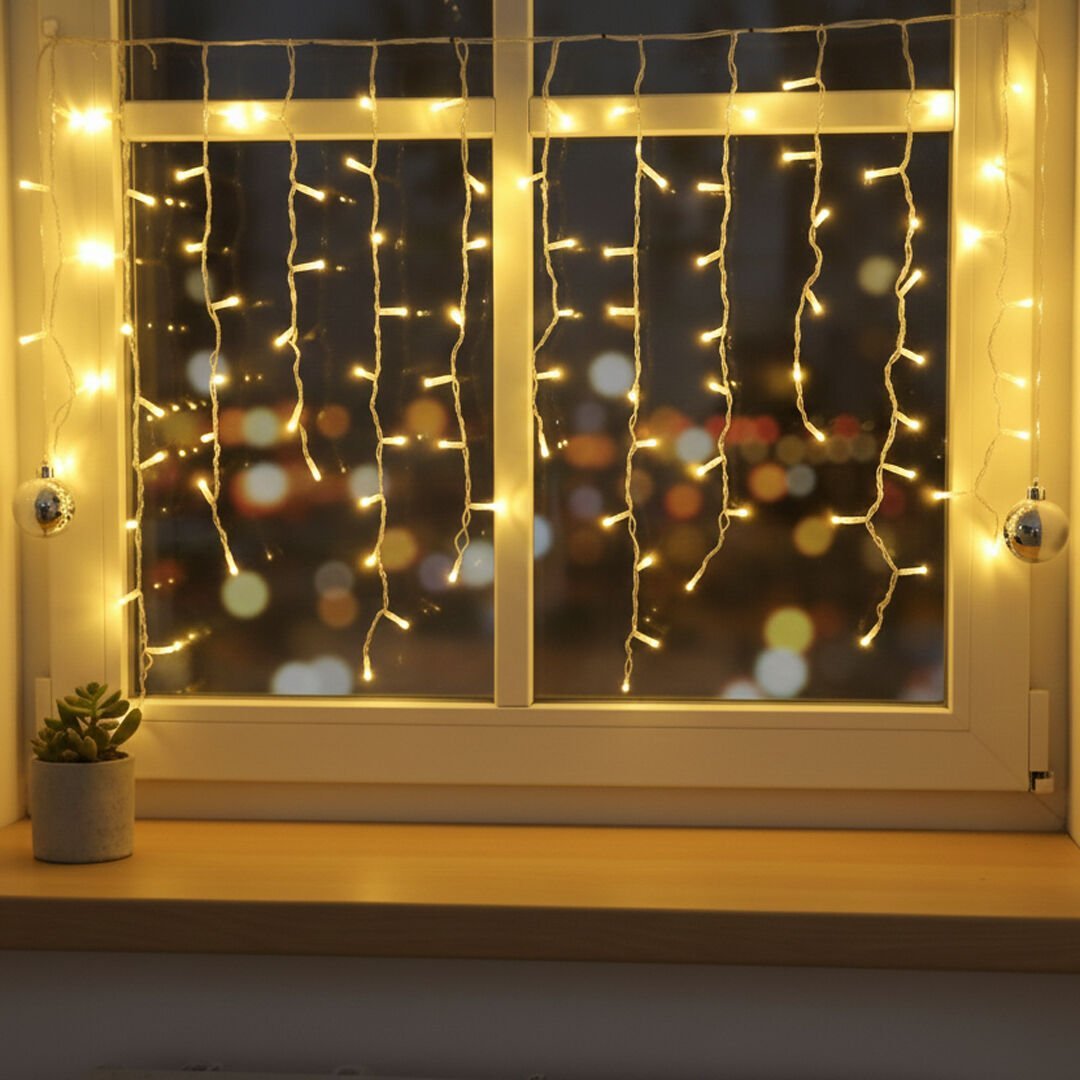 ORBUS Perde LED Işık – 125 LED Sarı Işık, USB Girişli, Dekoratif Işık Perdesi