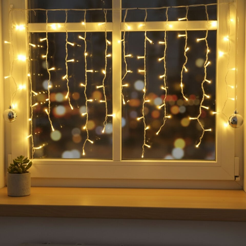 ORBUS Perde LED Işık – 125 LED Sarı Işık, USB Girişli, Dekoratif Işık Perdesi