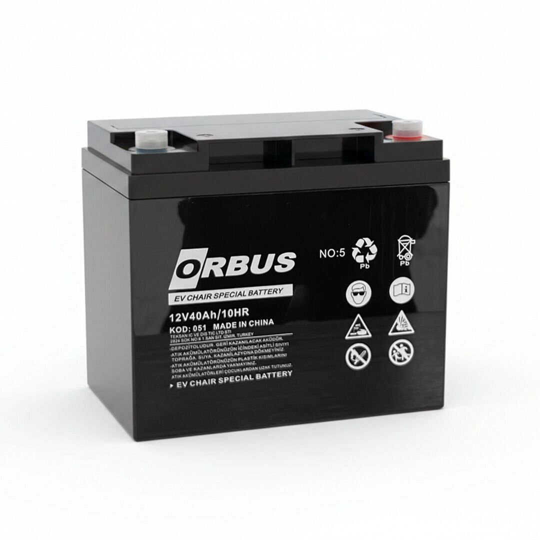 Orbus 12 Volt 40 Ah Kuru Tip Akü | Bakım Gerektirmeyen Sızdırmaz Akü