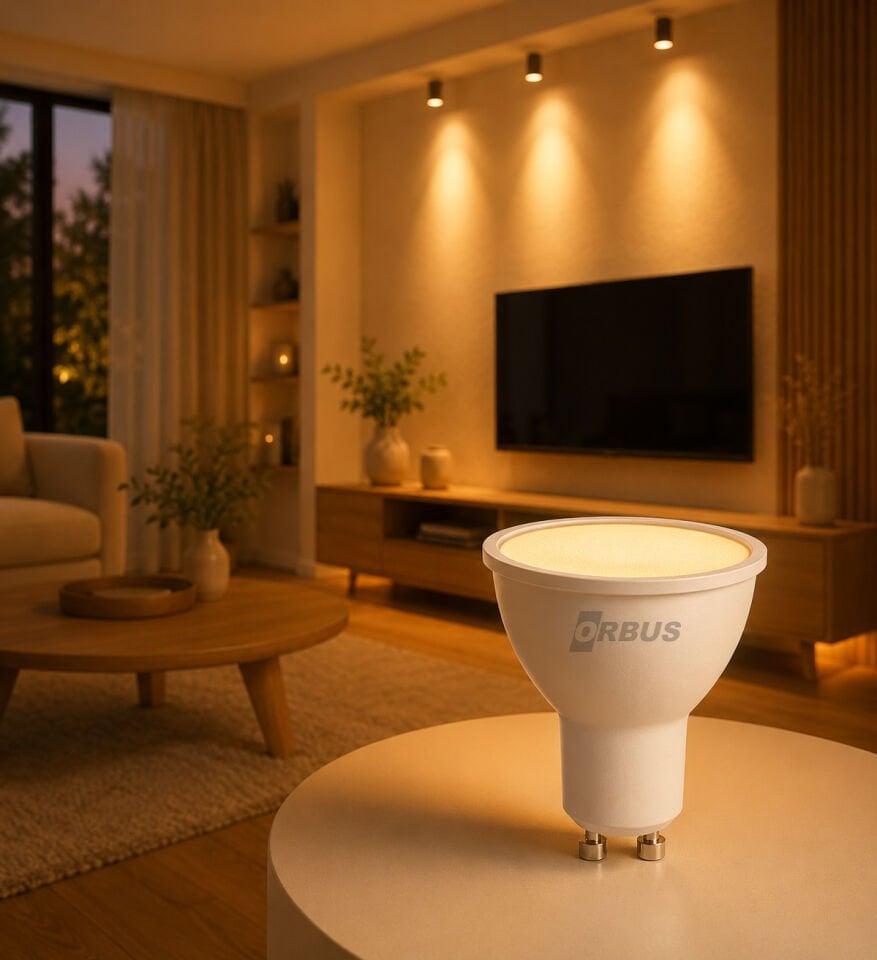 ORBUS GU10 LED Spot Çanak Ampul Sarı Işık 5W 3000K 300 Lümen 50x57 mm