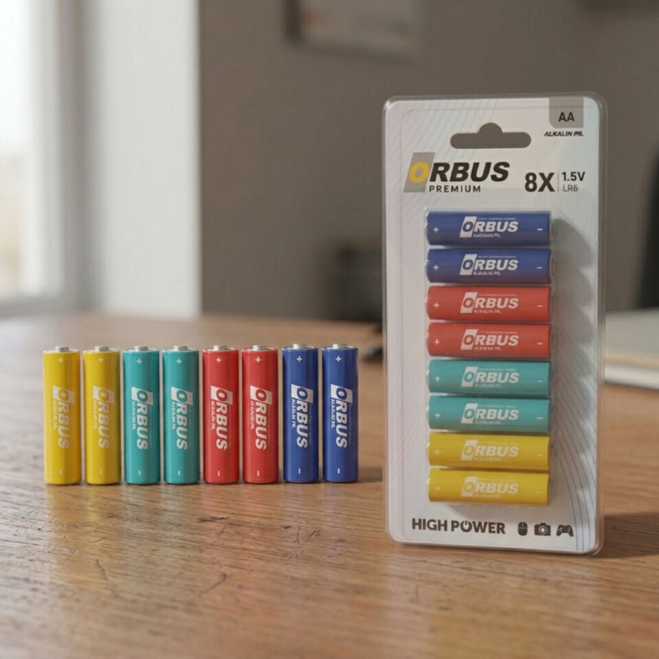 Orbus Premium AA Alkalin Pil 8’li Paket 1.5V LR6 – Yüksek Performanslı Kalem Pil