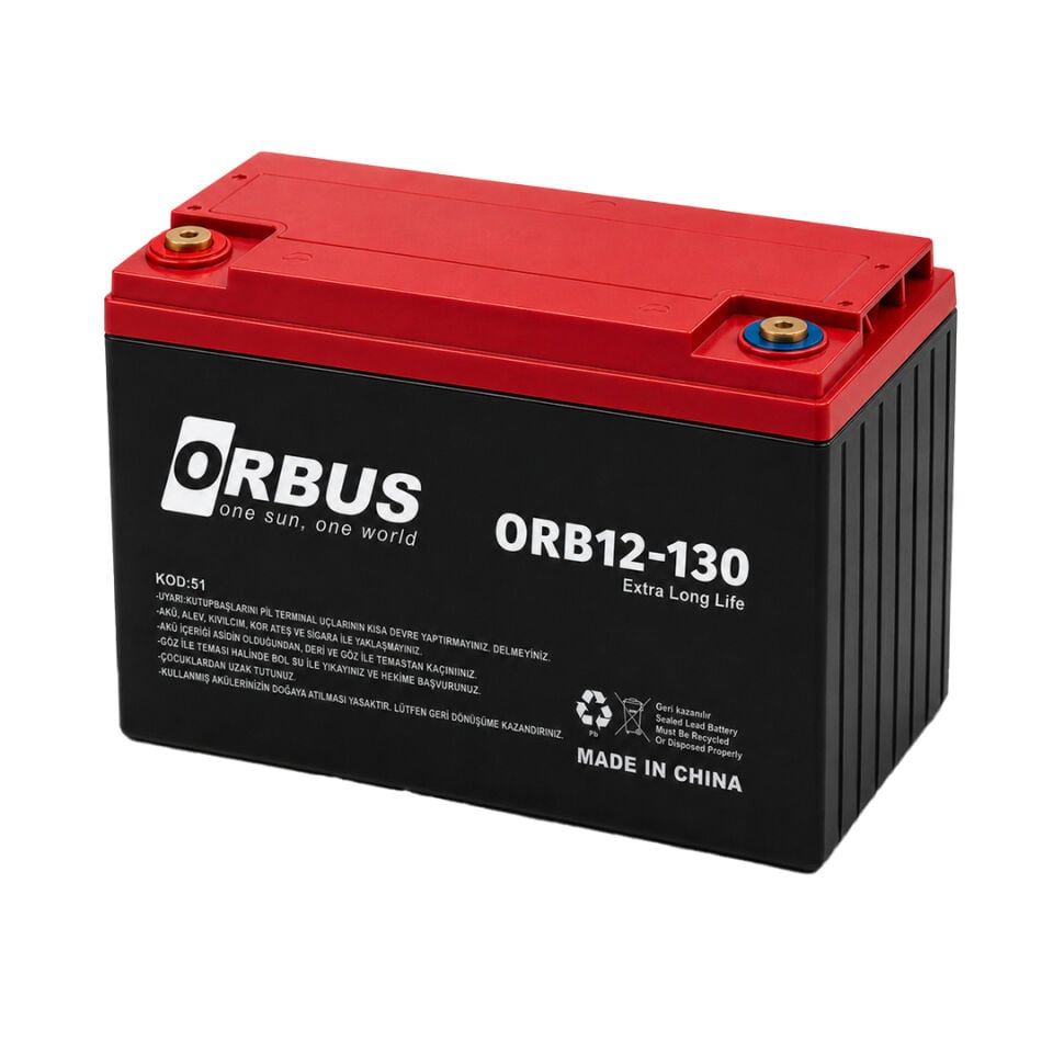 ORBUS 12V 130Ah Golf Aracı Aküsü – Elektrikli Araç ve Temizlik Aracı Aküsü