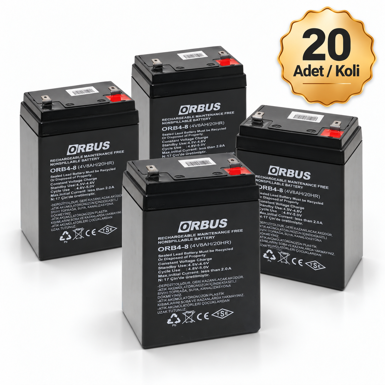 ORBUS / 4V 8 Ah Kuru Akü 20 ADET