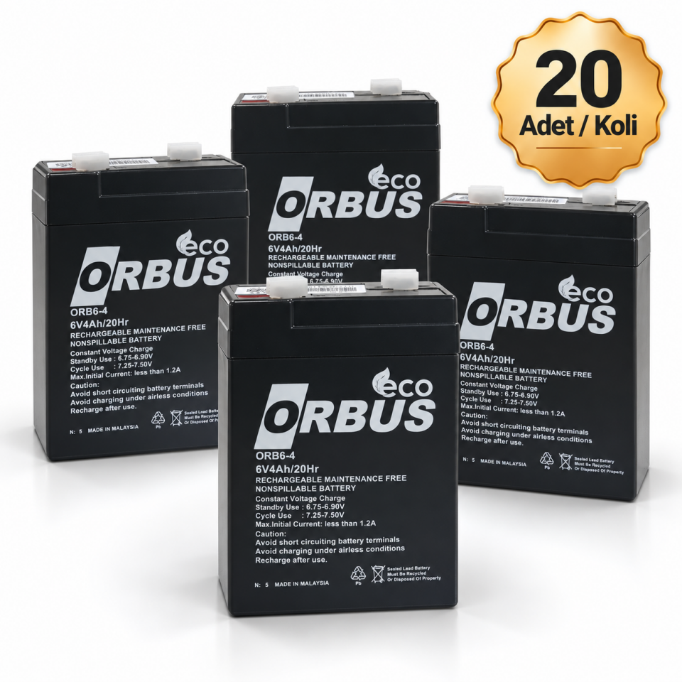 ORBUS ECO / 6V 4 AH Kuru Akü 20 ADET
