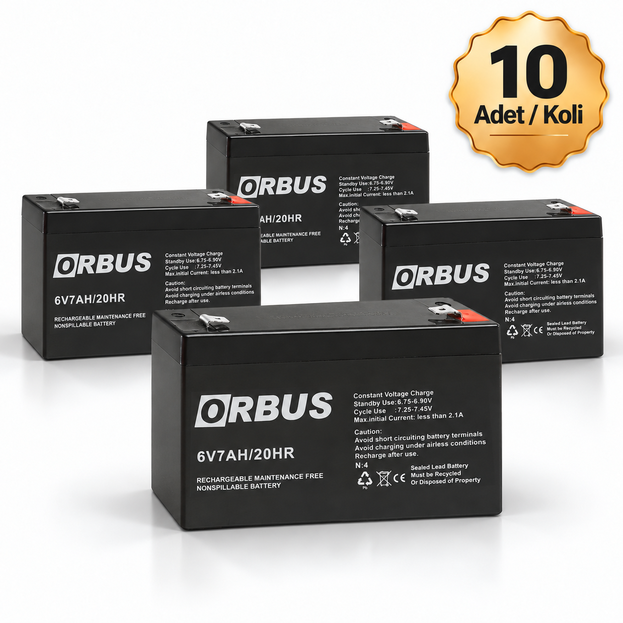 ORBUS / 6V 7 AH KURU AKÜ 10 ADET