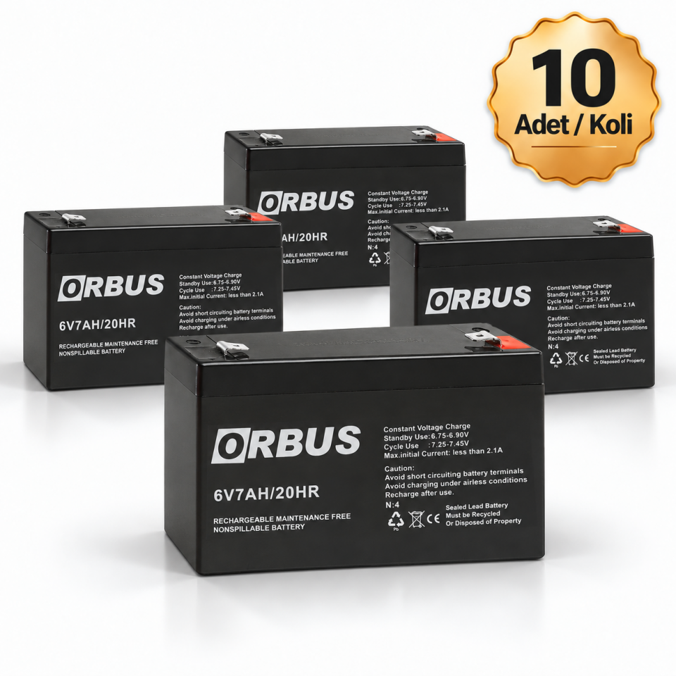 ORBUS / 6V 7 AH KURU AKÜ 10 ADET